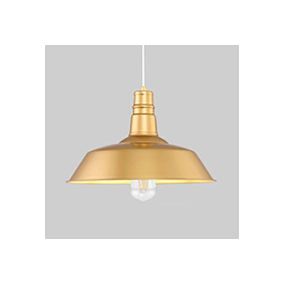 Metal Gold Finish Ceiling Pendant with Barn Shade 1 Bulb Industrial Vintage Hanging Light Fixture, 14"/18" Wide