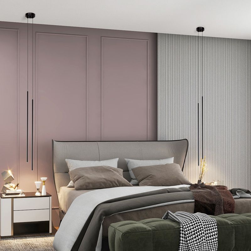 Style moderne linéaire pendant en métal à 1 lumière pour chambre à coucher