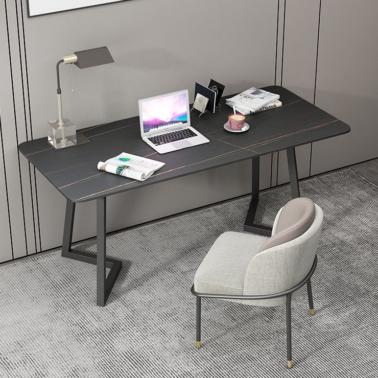 Industrial Marble Office Desk Home and Office Writing Desk with Metal Legs