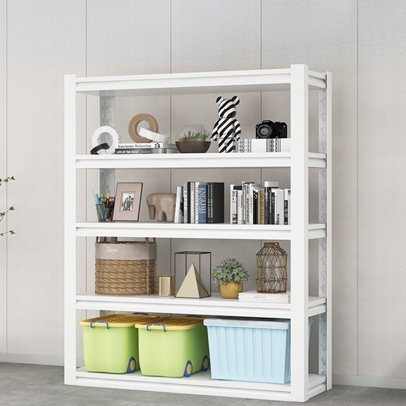 Modern Style Metal Bookshelf White Open Back Bookcase for Home Office