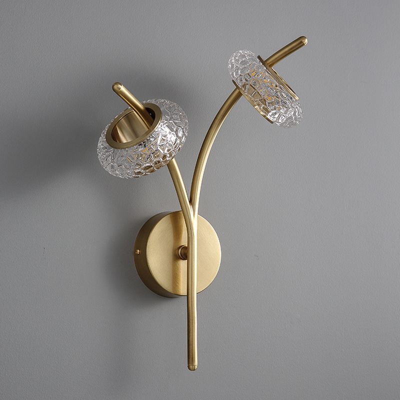Modern Metal Wall Sconce Circular Shape Wall Light with Glass Shade for Bedroom
