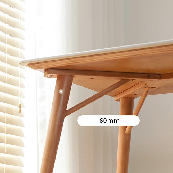 Contemporary White Rectangular Dining Table with Solid Wood Legs