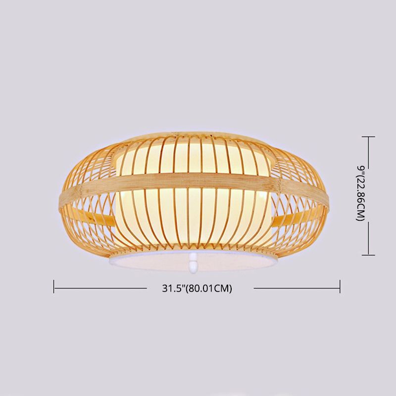 Gebogen Drum Flush-verlichtingsarmaturen Rotan Japanse inbouwplafondlamp