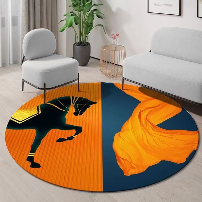 Gorgeous Living Room Carpet Trendy Round Area Rug Polyester Non-Slip Backing Indoor Rug