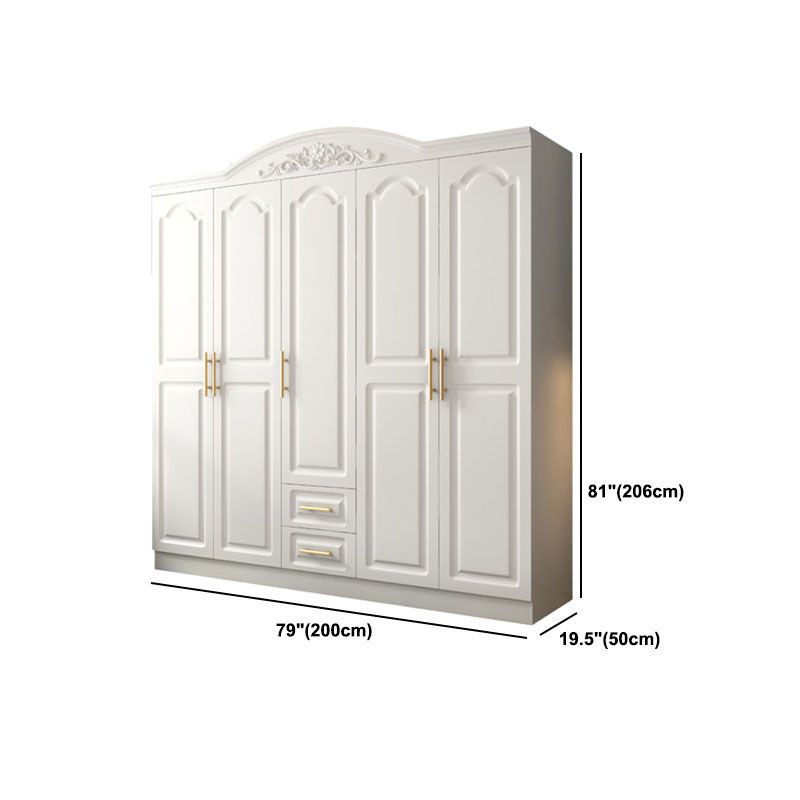 French Country Wardrobe White Colour Wooden Wardrobe Closet With 2 Drawers