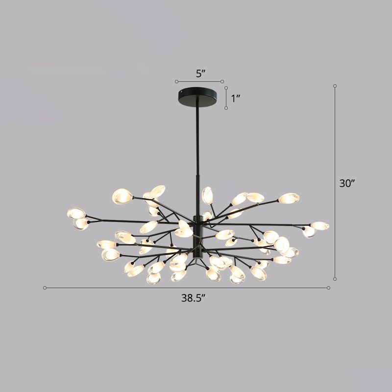Black Tree Branches Ceiling Hang Lamp Contemporary Metal Chandelier for Living Room