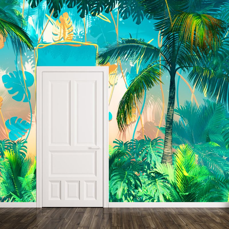 Tropical Mural Personalized Size Wall Covering for Sleeping Room, Water Resistant