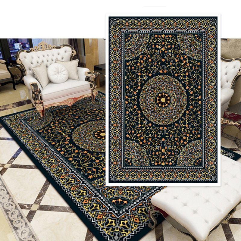 Aesthetic Shabby Chic Area Rug Traditional Floral Printed Rectangle Carpet Polyester Non-Slip Backing Rug for Home Decor