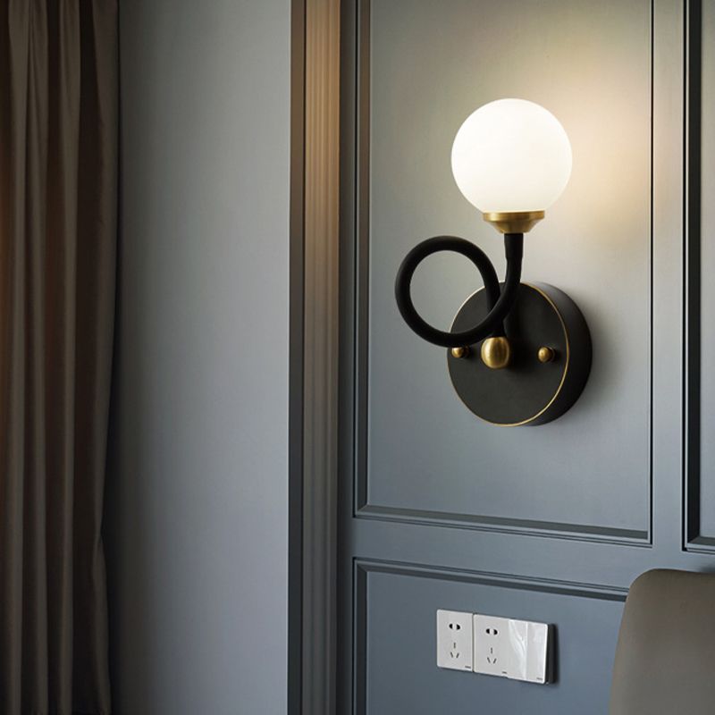 Brass Globe Wall Light Nordic Black Wall Sconce with Glass for Living Room