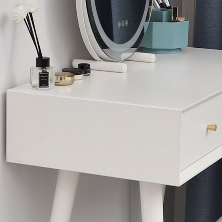 White Solid Wood Makeup Vanity Desk Table with Drawers for Bedroom