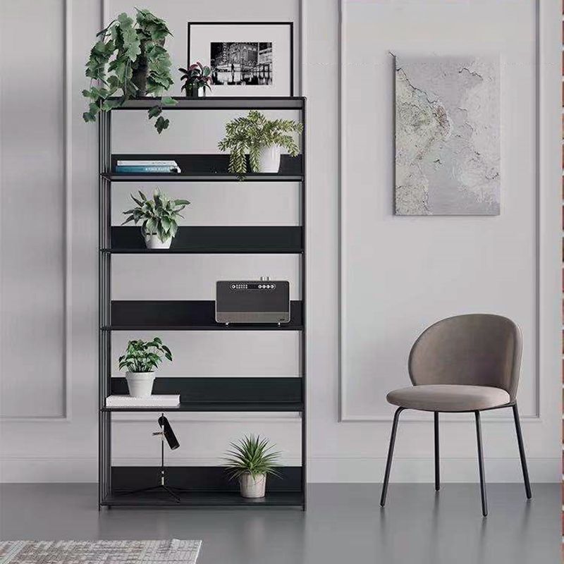 Standard Metal Bookshelf Contemporary Open Back Vertical Bookcase