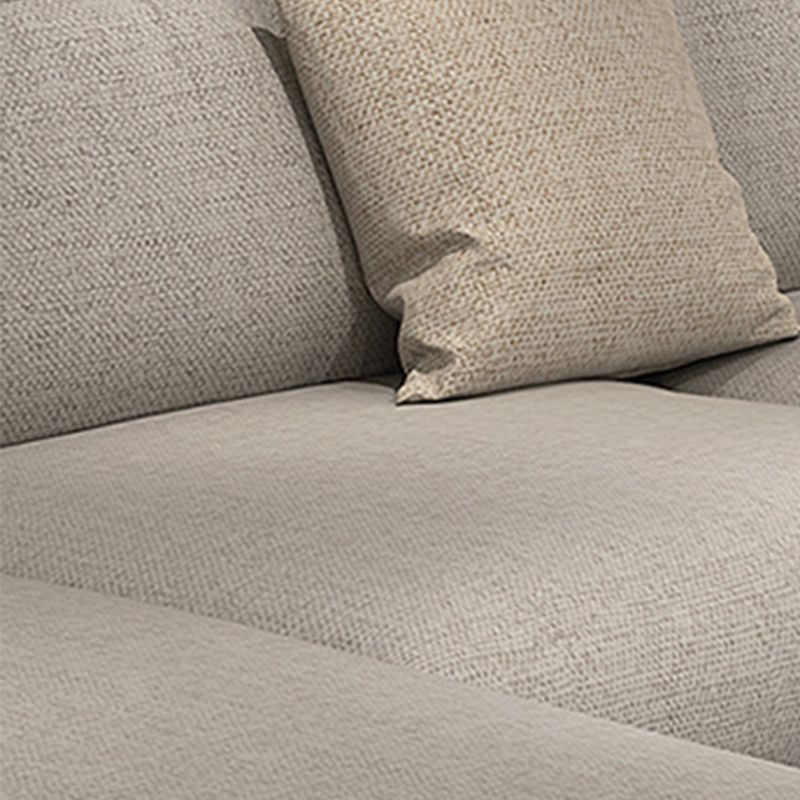 Slipcovered 4-seater Sectional Square Arm Sectional with 4 Pillows