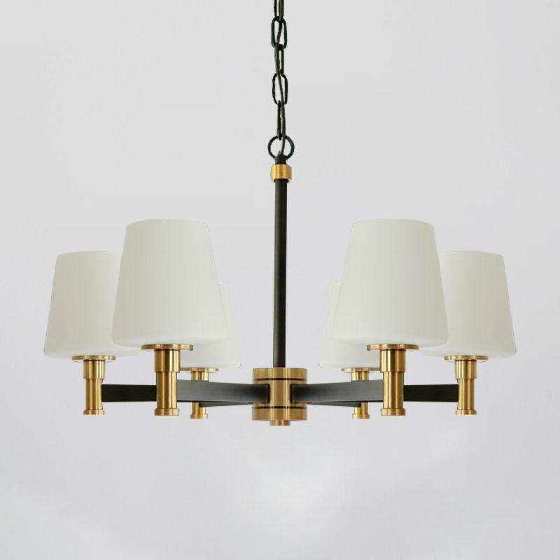 Bianco/beige 6 lampadina lampadario soffitto classico in tessuto in tessuto sospensione sospensione per camera da letto