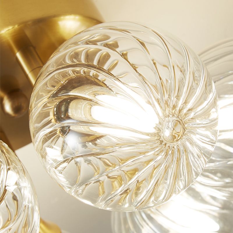 Modern Flush Light Fixtures Transparent Glass Sphere Flush Mount Lamp in Gold
