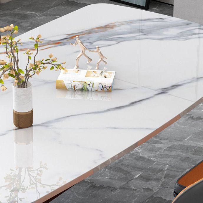 Traditionelle Luxus -Rechteck -Essstelle Tisch Stein Esszimmer Hausmöbel für Zuhause