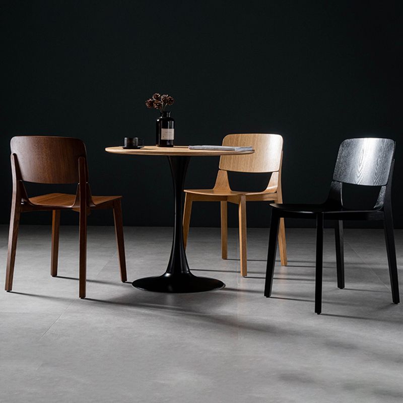 Silla de comedor de madera moderna con respaldo abierto, sillas laterales sin brazos para el hogar