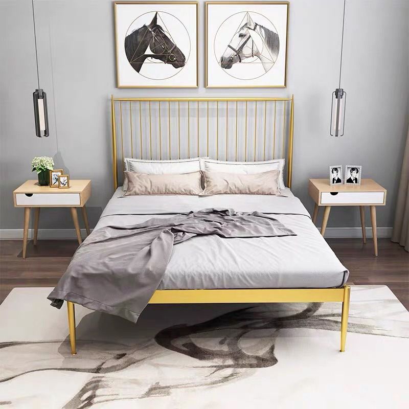 43.3" Metal Standard Bed with Spindle Headboard Low Profile Bed