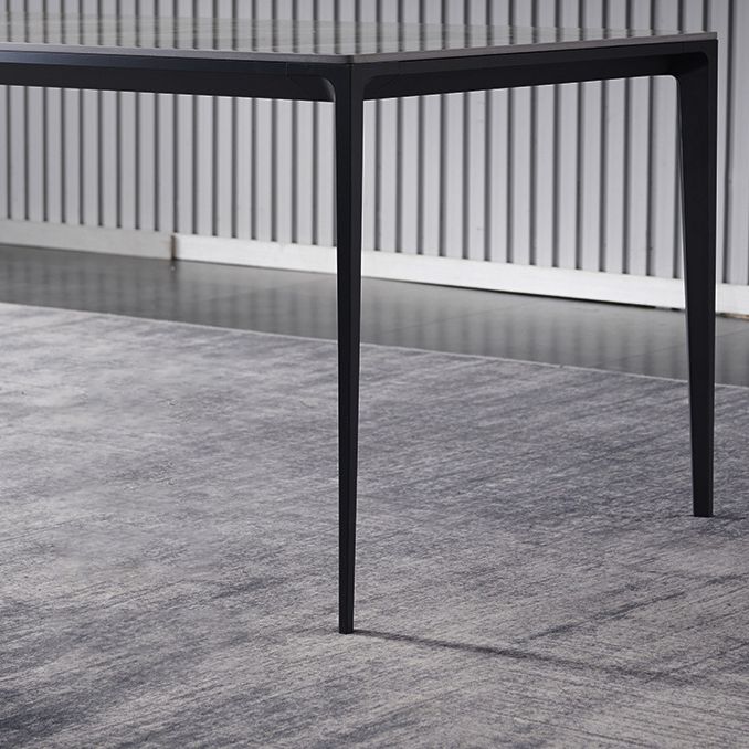 Rectangular Stone Dining Table Modern 4 Legs Furniture in Matte Finish for Indoor