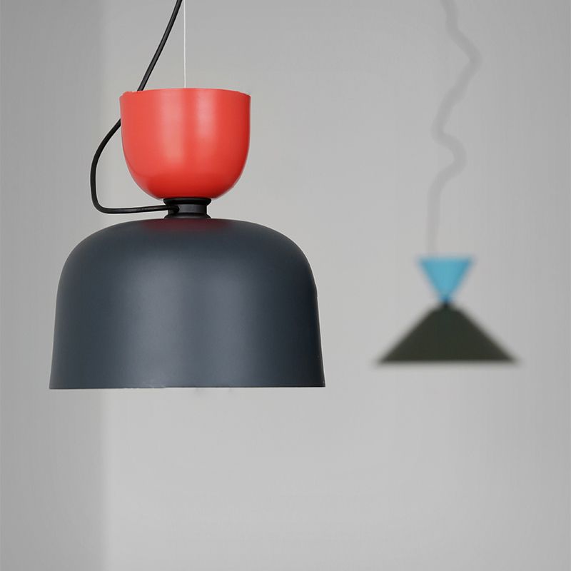 Macaron Color Block Suspension Lighting Aluminum 1 Bulb Pendant Light for Dining Room