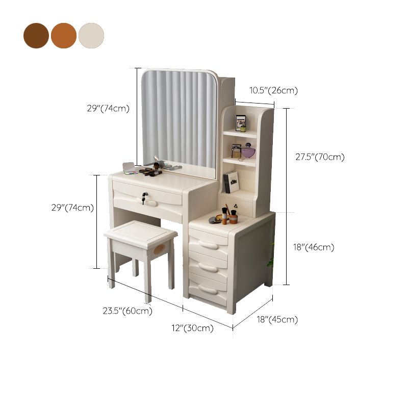 Traditional Style 17.71" Wide Solid Wood Vanity Makeup Table with Drawers