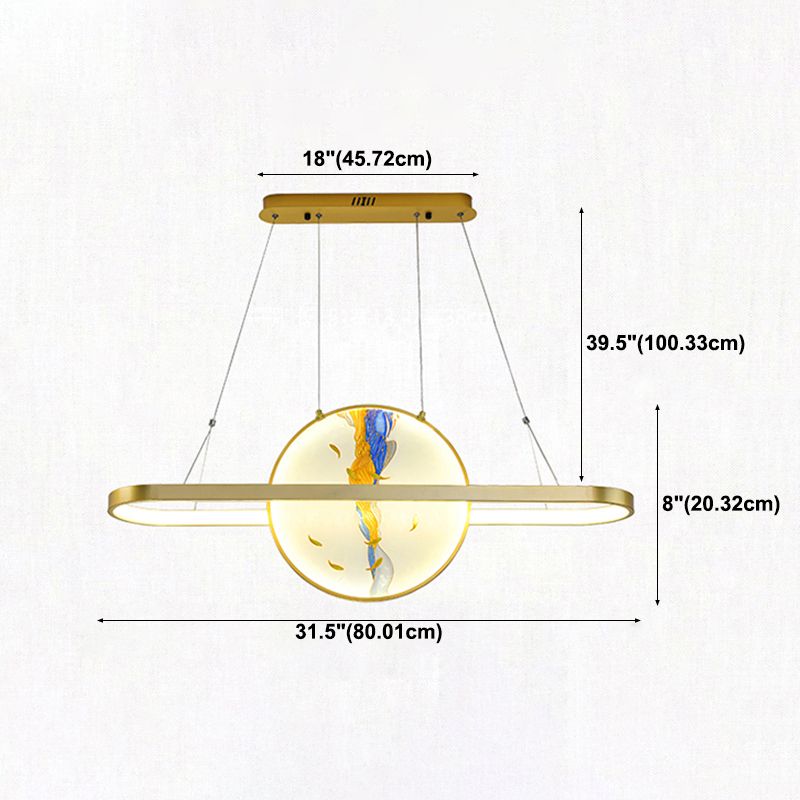 Luz de metal lineal de la isla colgante moderna moderna de 2 luces lineales de metal liviano
