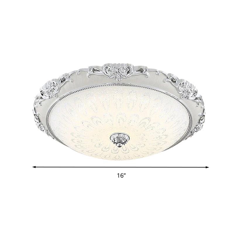 Dome Flush Mounted Light Modern White Glass 8"/12"/16" Wide LED Gold/Silver Ceiling Light in White/3 Color Light