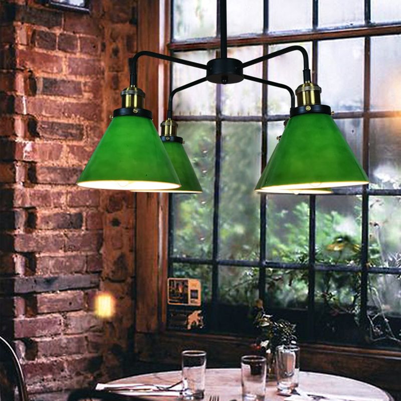 Lampadino in vetro verde chiaro vintage Lampone in vetro verde chiaro per sala da pranzo