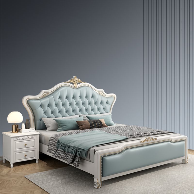 Glam Pine Wood Mattress Included with Headboard Camelback Panel Bed Frame