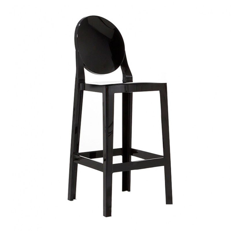 Contemporary Plastic Low Back Counter Stool Footrest Furniture with 4 Legs