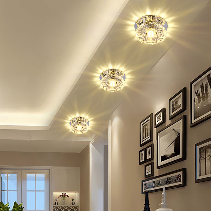 Klare, florale LED-Deckenleuchte aus Kristallglas, minimalistische Unterputzleuchte für den Flur