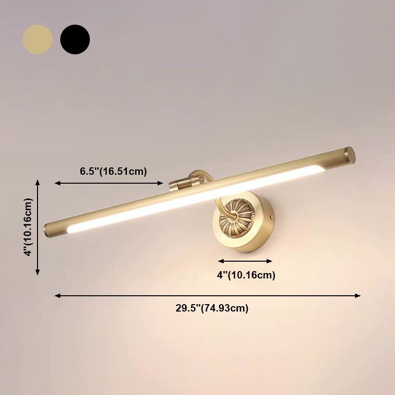 1 Light Linear Wall Lighting Modern Copper Mirror Wall Mounted Light Fixture