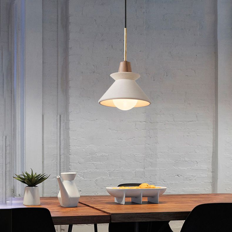 Lampe à pouces suspendues moderne à lampe en bois de bois avec de la teinte de ciment