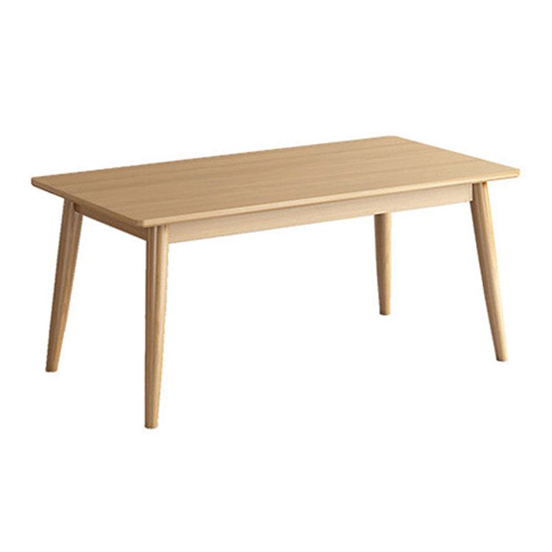 Mesa de comedor de madera maciza de caucho de estilo moderno, mesa rectangular marrón con 4 patas para uso doméstico