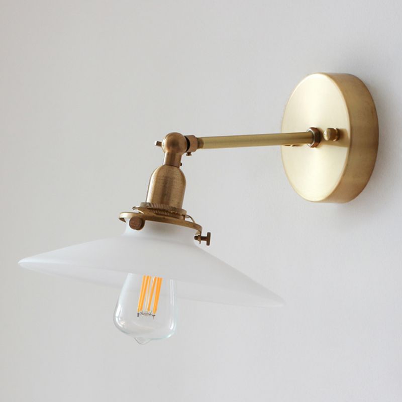 Industrial Style Flared Wall Lamp Light Glass 1 Light Wall Mounted Lighting in Gold