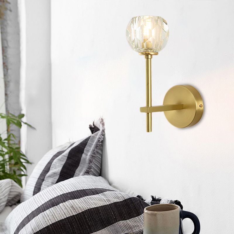 Minimalismo 1 Luz de la pared Ligera montada en la pared Luz de luz faceta de latón con sombra de cristal