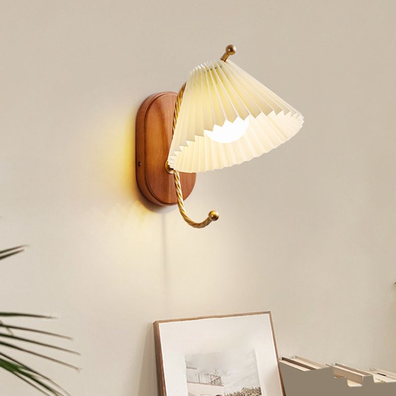 Modern Simple 1-Light Vanity Lamp Wooden Base Vanity Light in White