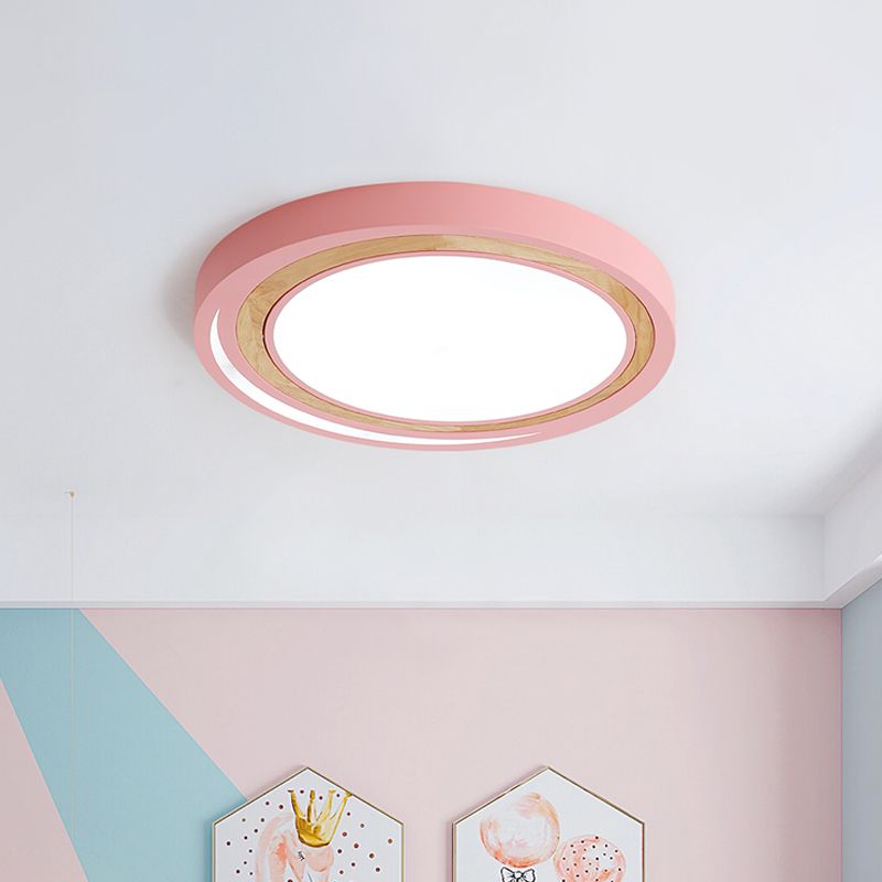 Acrylique Circle LED Ceiling Mount Light Macaron Style Ceiling Lamp for Boys Girls Bedroom