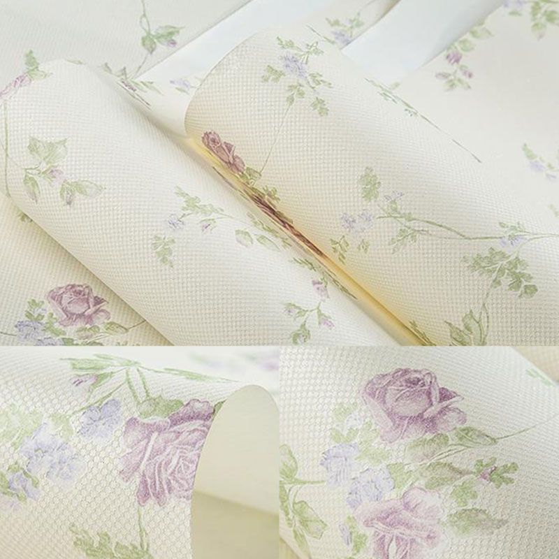 Decorative Dense Flower Pattern Wallpaper Non-Woven Minimalist Wall Covering for Accent Wall