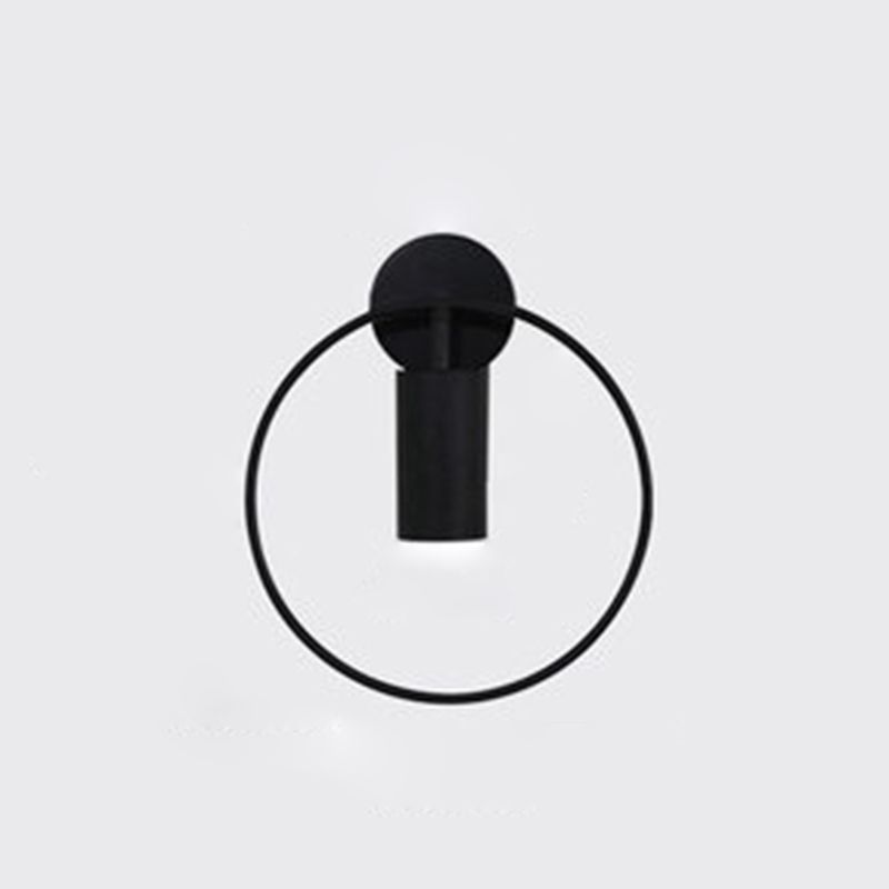 Minimalism Round Line Wall Mount Light 13" Height Postmodern Style Metal Bedside Lamp for Bedroom
