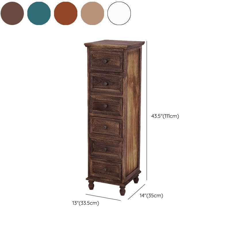 Nautical Solid Wood Storage Chest Bedroom Vertical Chest with Drawers