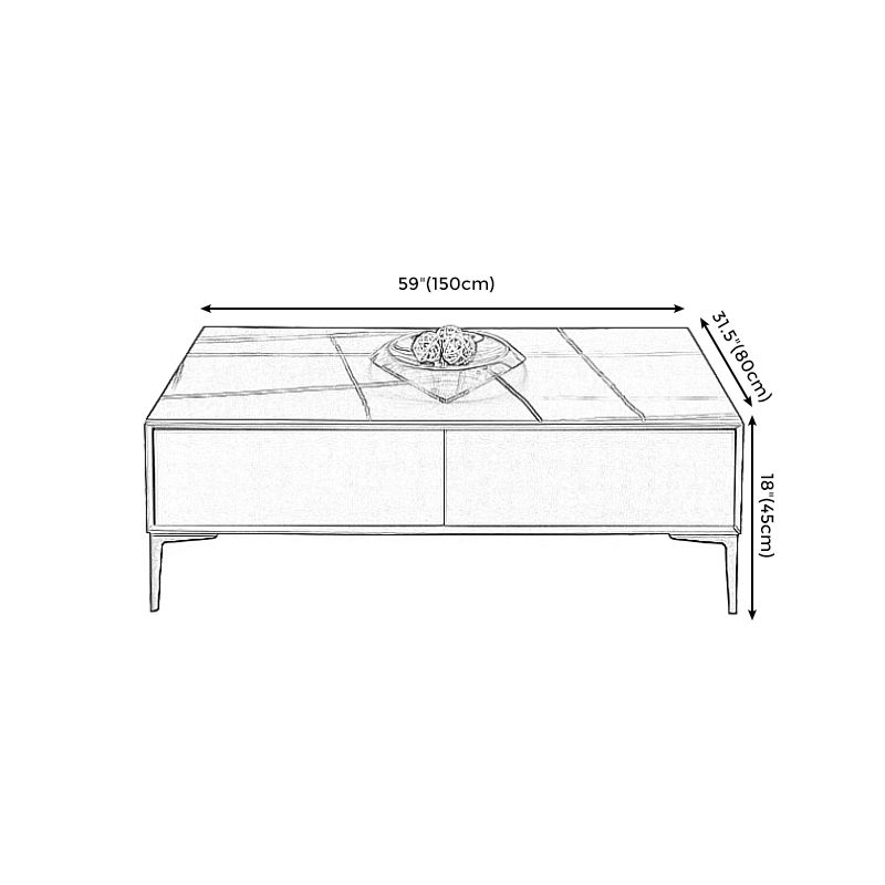 Modern Style Black Coffee Table Made of Round Rock Slab Wood