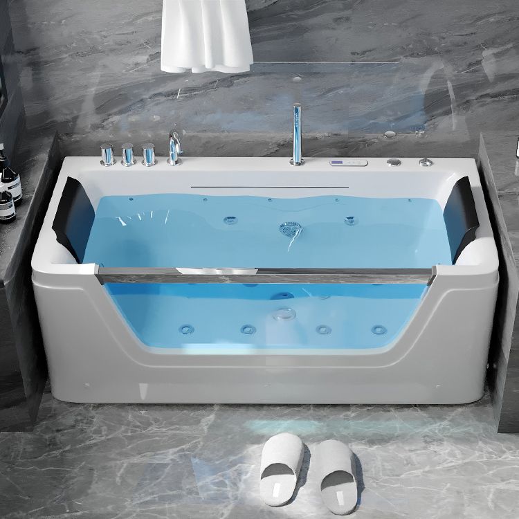 Modern Rectangle Acrylic Bathtub Back to Wall with Massage Device and Drain Bath Tub