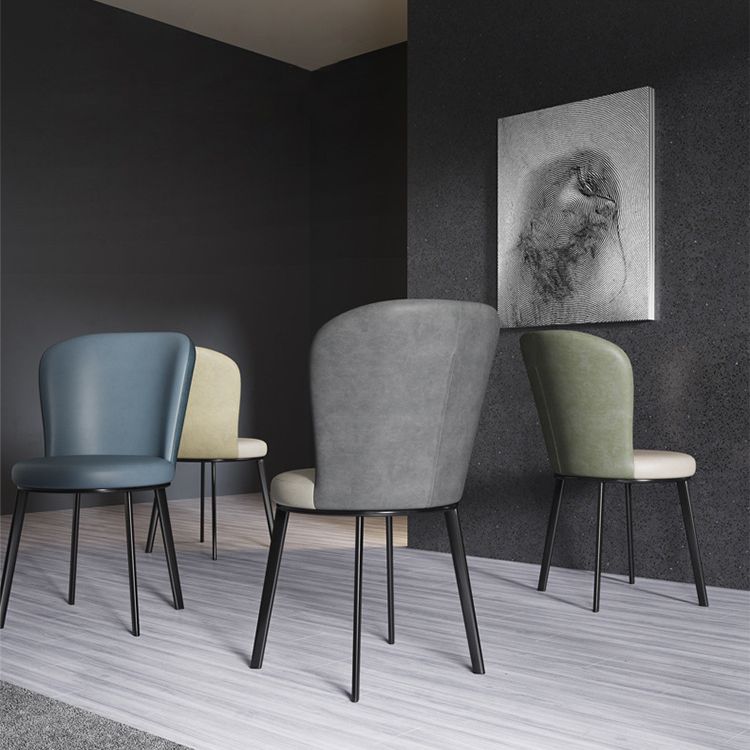 Contemporary Faux Leather Dining Chair Parsons Chair in Matte Finish for Brasserie