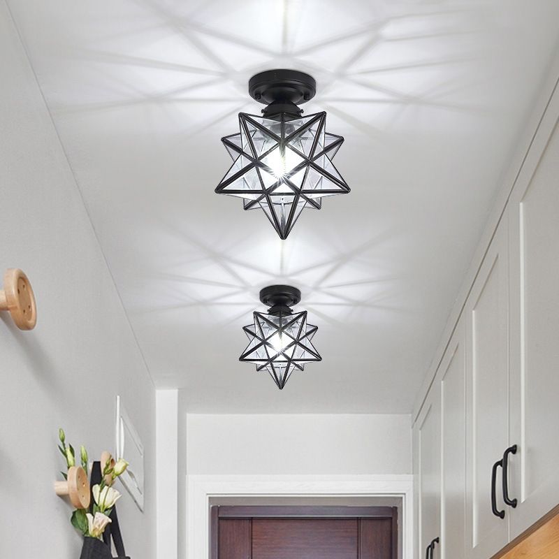 Plafonnier Semi-encastré Star, lustre traditionnel en acrylique pour chambre à coucher