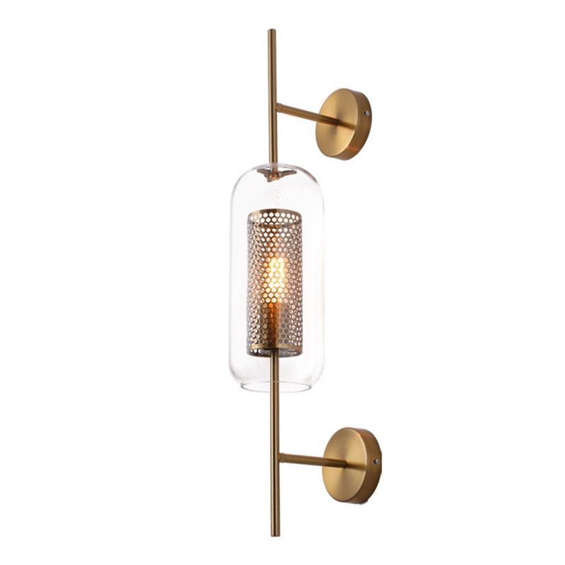 Industrial Style Armed Shape Wall Lamp Glass 1 Light Wall Sconce for Living Room