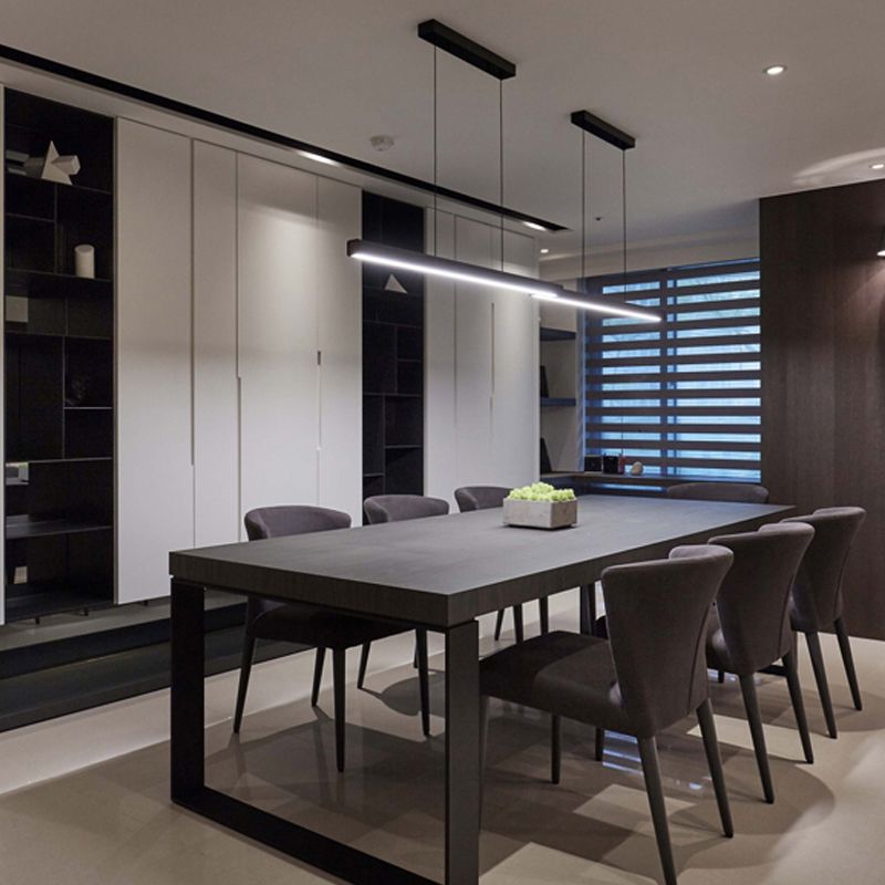 LED einfache Anhängerlampe Küche Esszimmer Moderner langer Kronleuchterleuchte für lange Streifen