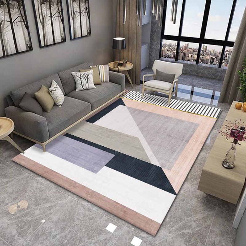 Yellow Graphic Carpet Polyester Modern Carpet Washable Carpet for Drawing Room
