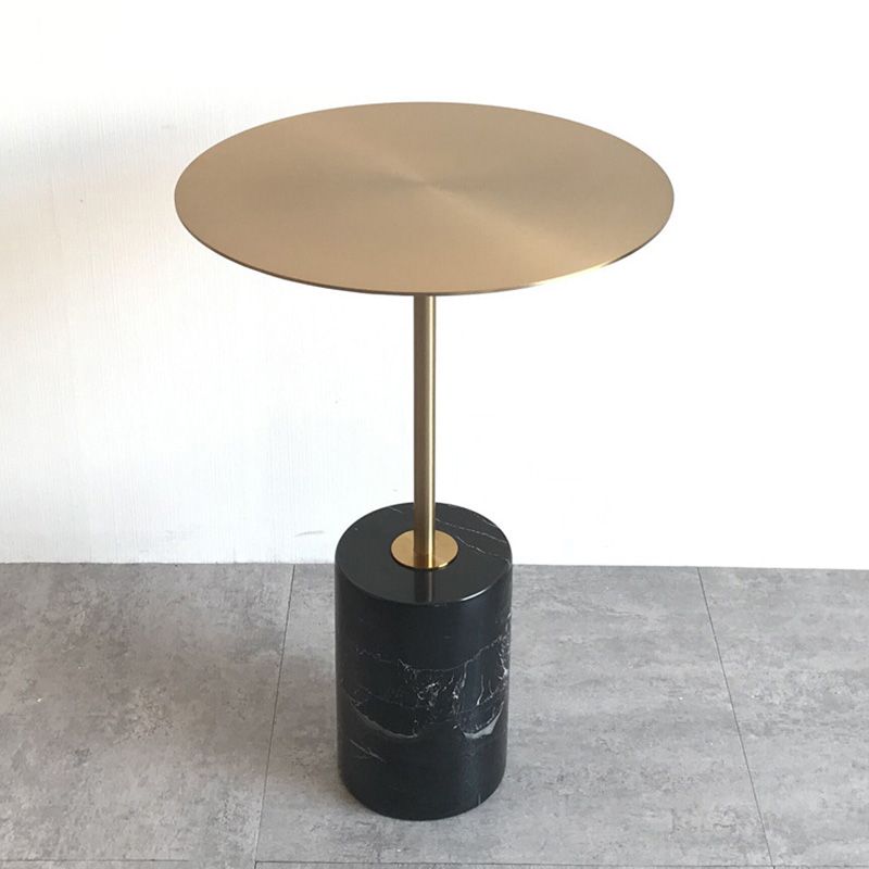 Round Pedestal Side Table Contemporary Mental Top End Table for Living Room