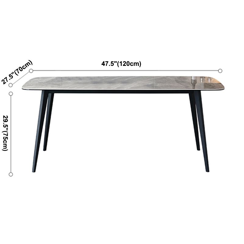 Mesa de comedor rectangular contemporánea de metal mesa de piedra sinterizada gris con patas de metal