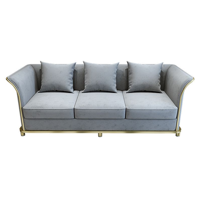 27.5" H Contemporary Velvet Tuxedo Arm Sofa with Pillows for Living Room